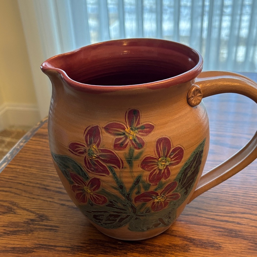 Source Unknown Ceramic Pitcher with Floral Design